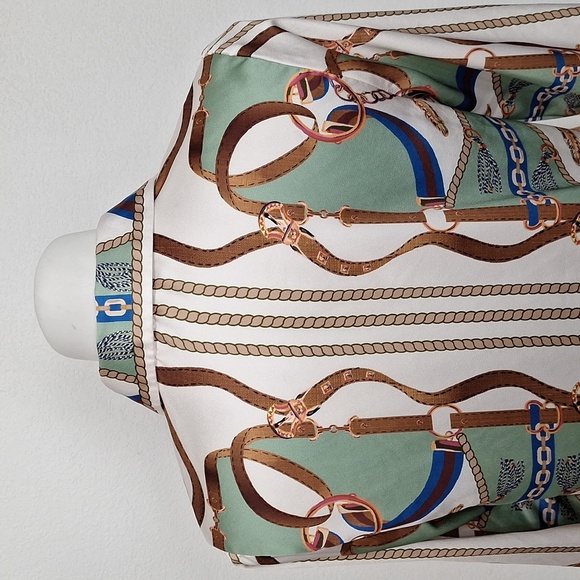 Her Bottari Sage Green Multicolor Western Chain Rope Button Down Blouse Size M - Picture 7 of 12